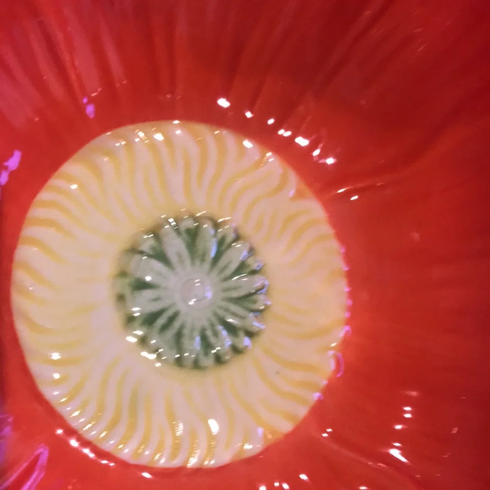 PIER 1  Bowls Red Yellow Flower Bowls Ice Cream Dishes Set of 2